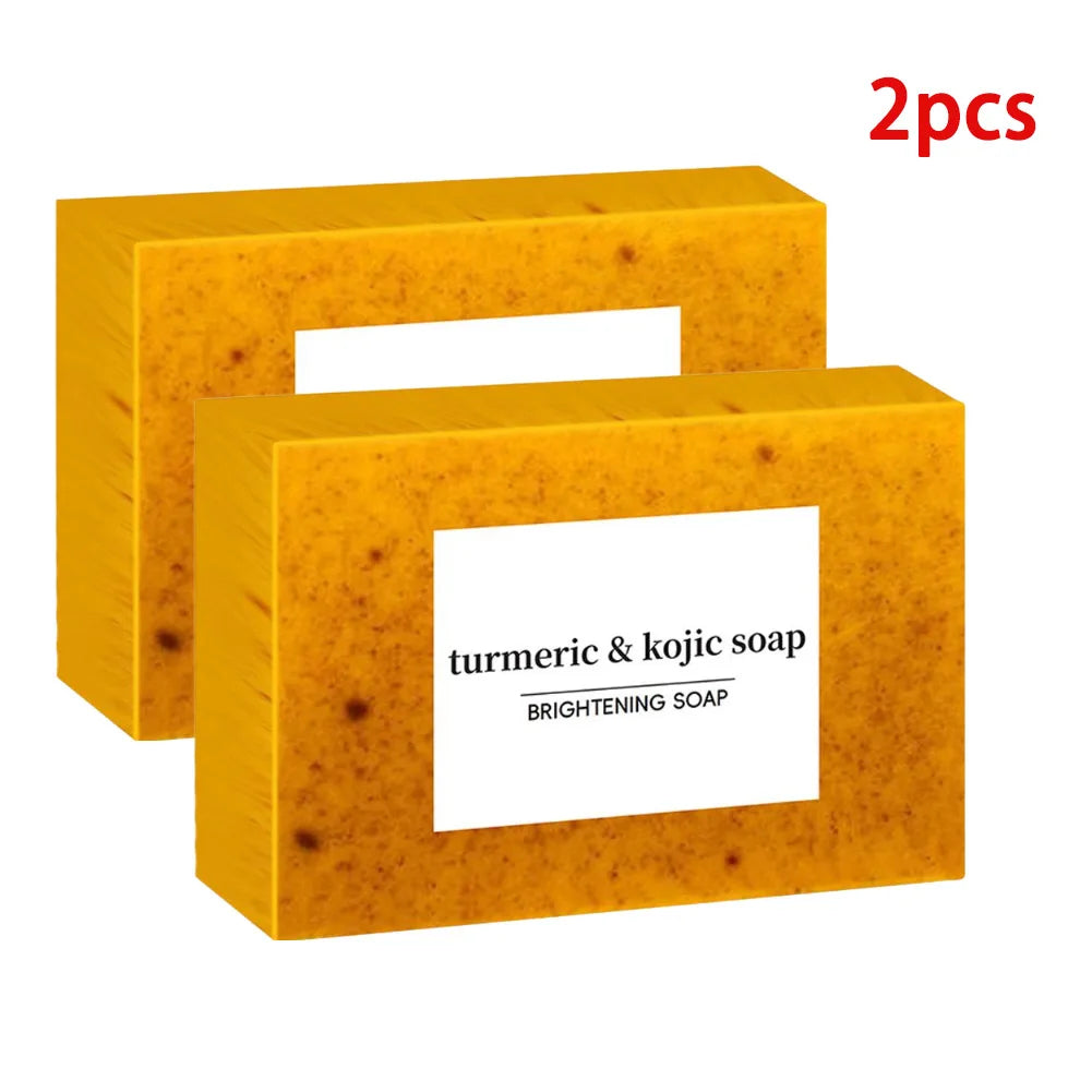 Savon fait à la main au curcuma, savon à l'acide kojique au citron, savon de douche et pour le visage, nettoyage en profondeur pour les soins de la peau du visage et du corps, 100g