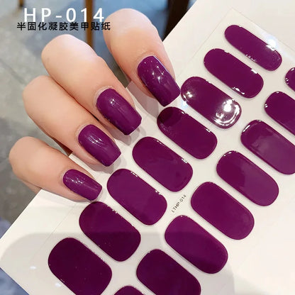 Autocollants d'art d'ongle semi-durci, 16 embouts