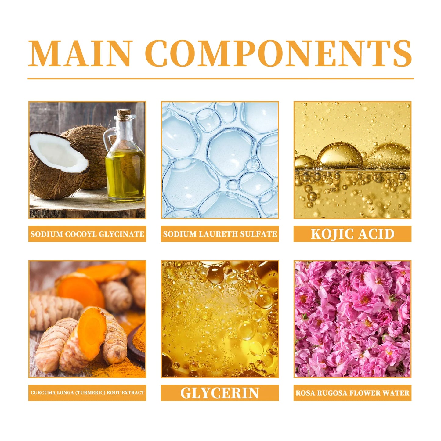 Nettoyant au curcuma, nettoyage en profondeur, acide kojique, dissolvant de points noirs, nettoyage de la peau, contrôle de l'huile, estompe les marques d'acné, mousse éclaircissante