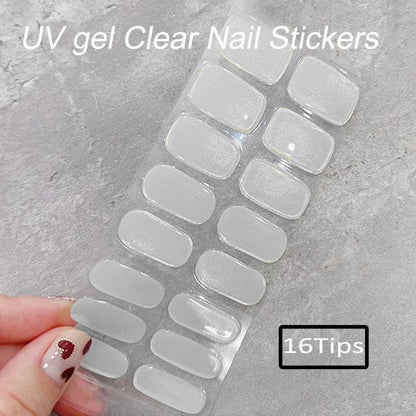 Autocollants d'art d'ongle semi-durci, 16 embouts