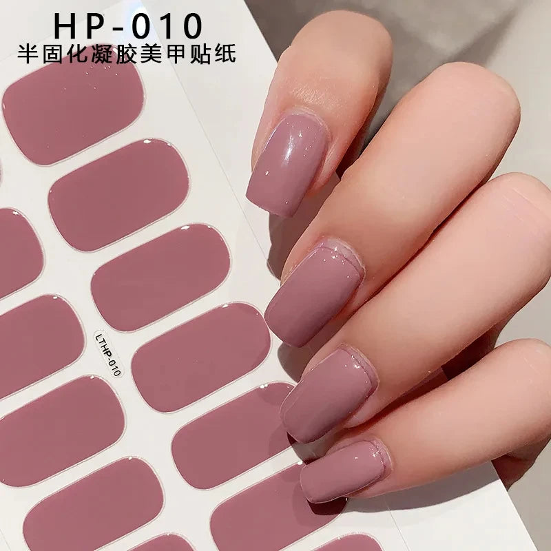 Autocollants d'art d'ongle semi-durci, 16 embouts