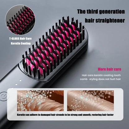 Brosse à Lisser sans Fil, Températures Réglables, Chauffage Rapide