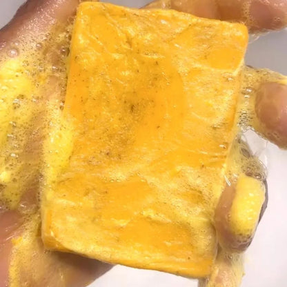 Savon fait à la main au curcuma, savon à l'acide kojique au citron, savon de douche et pour le visage, nettoyage en profondeur pour les soins de la peau du visage et du corps, 100g