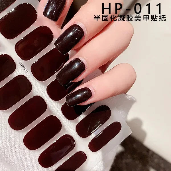 Autocollants d'art d'ongle semi-durci, 16 embouts