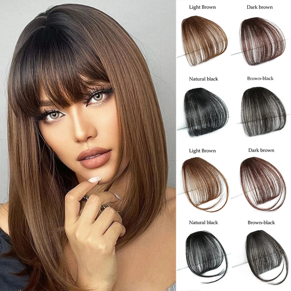 Faux Air Frange Extension de Cheveux à Clipser - Frange Synthétique Naturelle