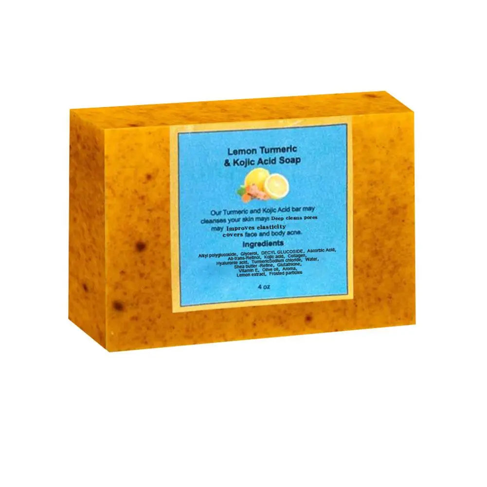 Savon fait à la main au curcuma, savon à l'acide kojique au citron, savon de douche et pour le visage, nettoyage en profondeur pour les soins de la peau du visage et du corps, 100g