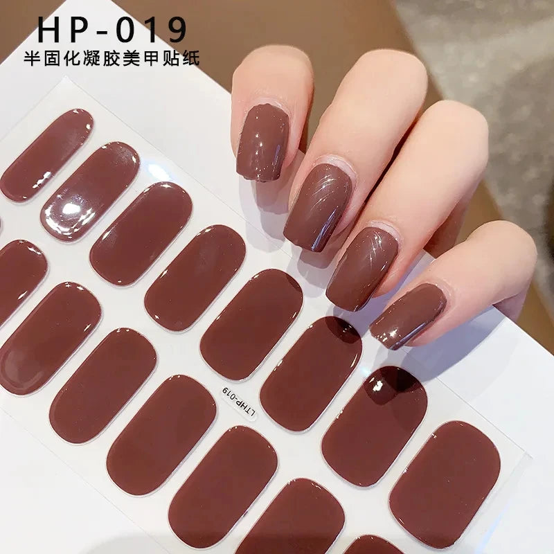 Autocollants d'art d'ongle semi-durci, 16 embouts