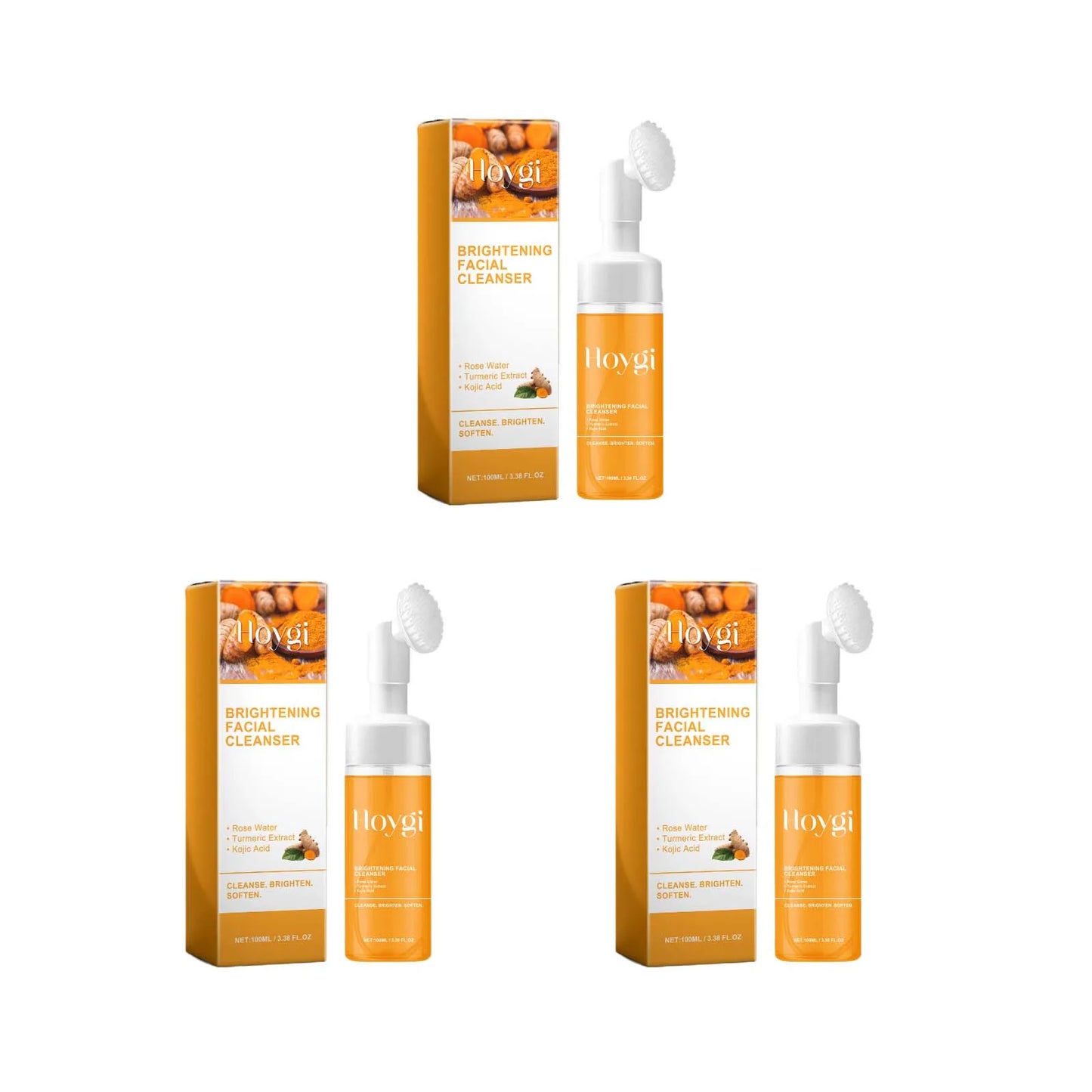 Nettoyant au curcuma, nettoyage en profondeur, acide kojique, dissolvant de points noirs, nettoyage de la peau, contrôle de l'huile, estompe les marques d'acné, mousse éclaircissante