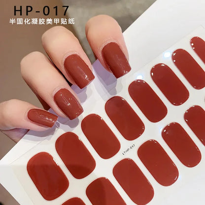 Autocollants d'art d'ongle semi-durci, 16 embouts