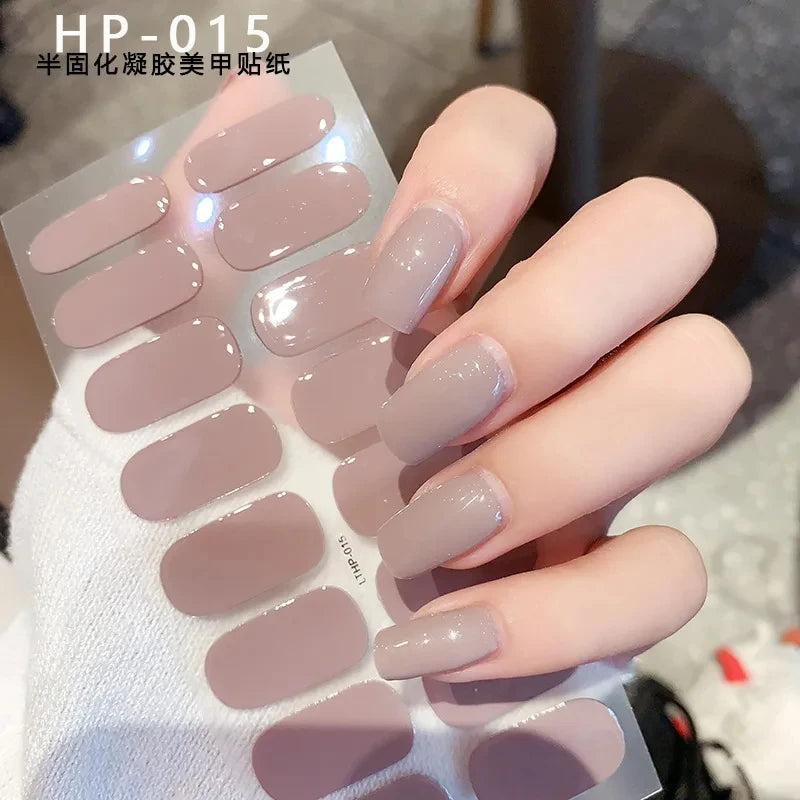 Autocollants d'art d'ongle semi-durci, 16 embouts